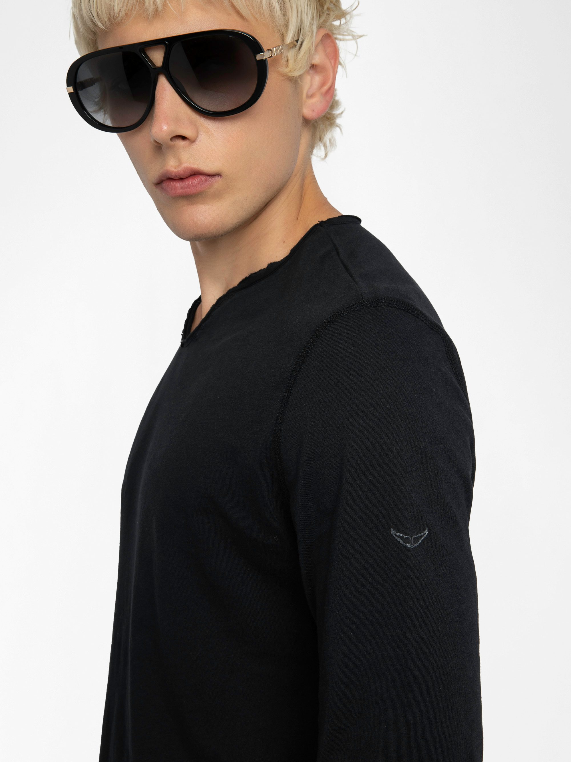 Henley-Shirt Monastir - T-Shirt mit tunesischem Kragen aus Baumwolle.